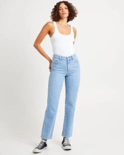 Mid Slim Straight Denim Jeans Lafayette Blue