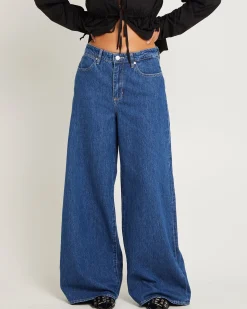 Mid Stevie Relaxed Denim Jeans Kick Drum Blue