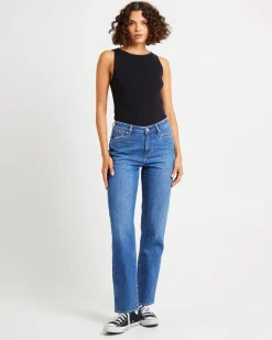 Mid Tori Slim Straight Denim Jeans 5 Year Fade