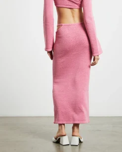 Mika Knit Strap Midi Skirt in Strawberry Pink