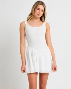 Milan Drop Waist Shirred Dress