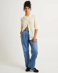 Milan Knit Short Sleeve Shirt Buttercream