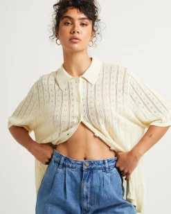 Milan Knit Short Sleeve Shirt Buttercream