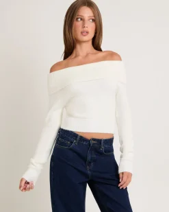 Milly Off Shoulder Knit Sweater