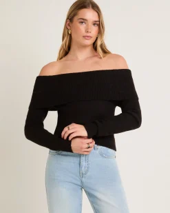 Milly Off Shoulder Knit Sweater