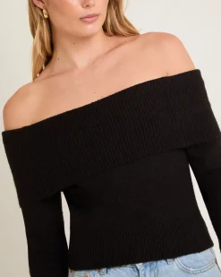 Milly Off Shoulder Knit Sweater