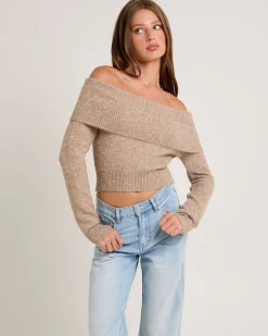 Milly Off Shoulder Knit Sweater