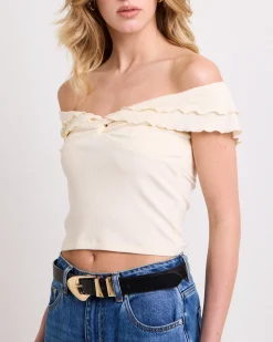 Mily Rib Ruffle Top