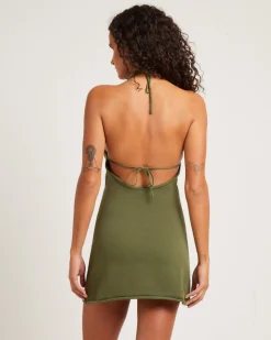 Mimi Knit Tie Back Mini Dress Green