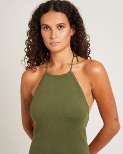 Mimi Knit Tie Back Mini Dress Green