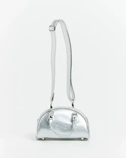 Mini Bowling Bag in Metallic Silver