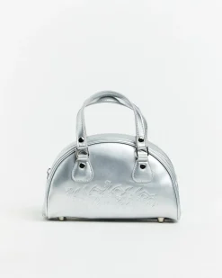 Mini Bowling Bag in Metallic Silver