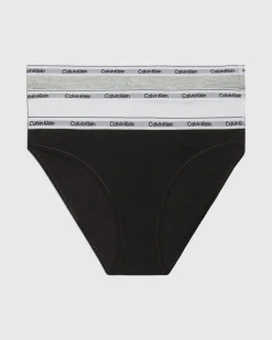 Modern Logo 3 Pack Low Rise Bikini Black/White/Grey Heather