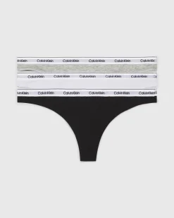 Modern Logo 3 Pack Thongs Black/White/Grey Heather