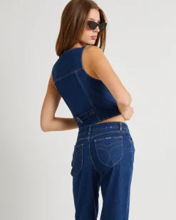 Morgan Denim Vest Dark Stone