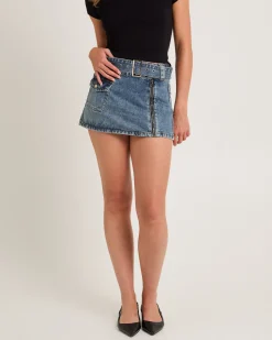 Moto Mini Denim Skirt