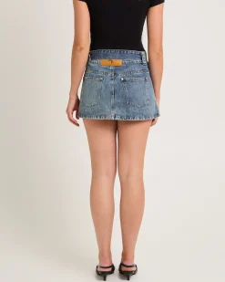Moto Mini Denim Skirt