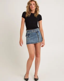 Moto Mini Denim Skirt