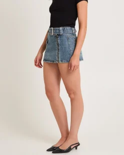 Moto Mini Denim Skirt