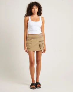 Multi Pocket Cargo Mini Skirt in Khaki