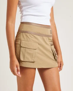 Multi Pocket Cargo Mini Skirt in Khaki