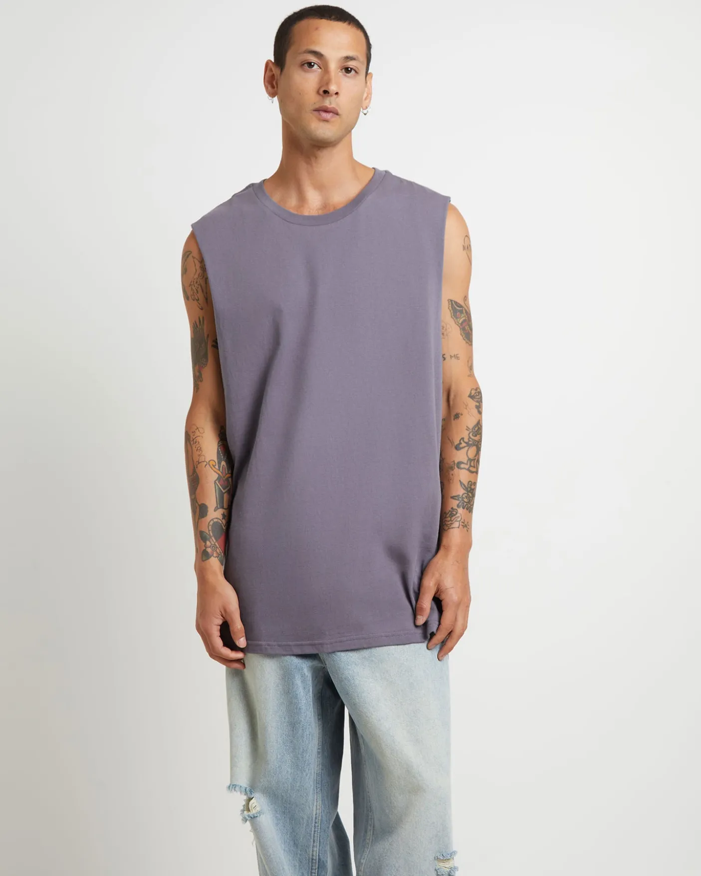 Muscle Tank in Pewter Grey
