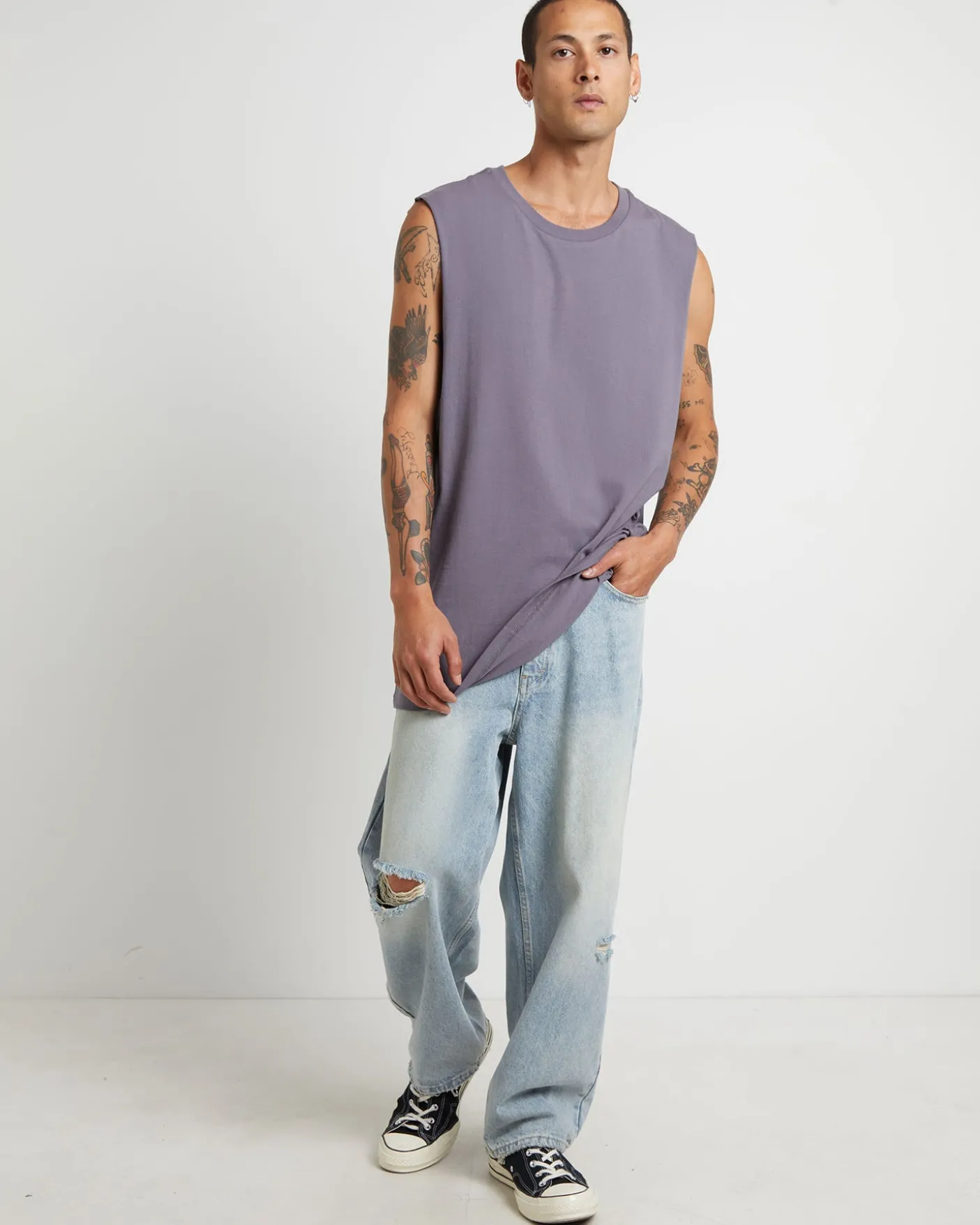 Muscle Tank in Pewter Grey