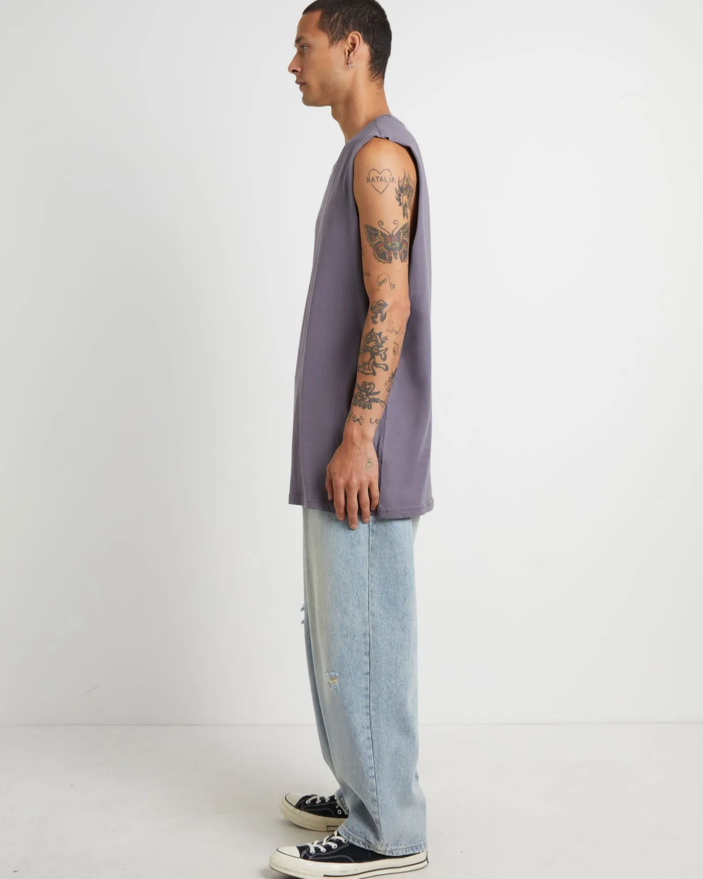 Muscle Tank in Pewter Grey