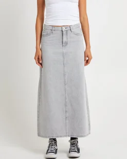 Nala Maxi Denim Skirt Pebble