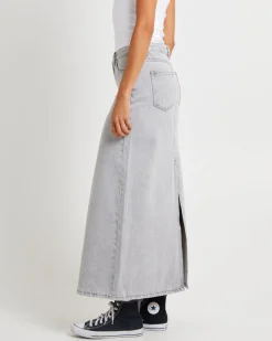 Nala Maxi Denim Skirt Pebble