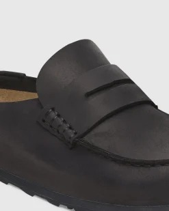 Naples Wrapped Black Oiled Leather Clog