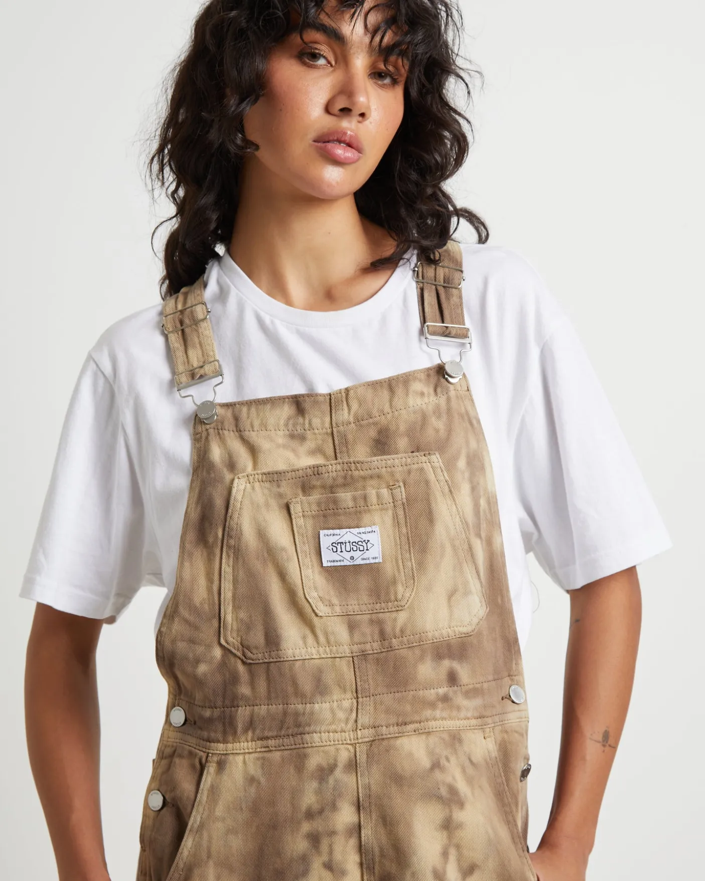 Nevada Denim Short Overalls in Coffee Brown