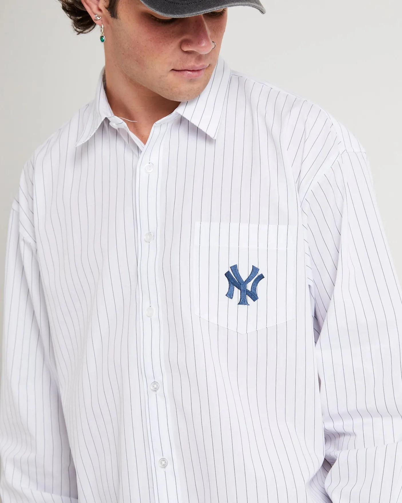 New York Yankees Pinstripe Button Up Shirt