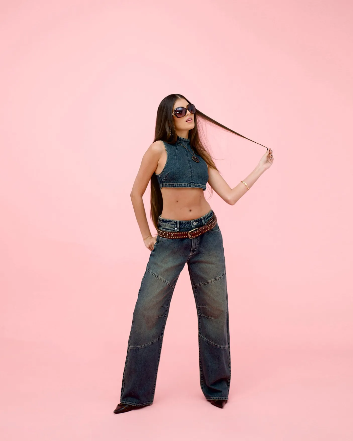 Nightlife Mock Neck Quinn Denim Top