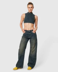 Nightlife Mock Neck Quinn Denim Top