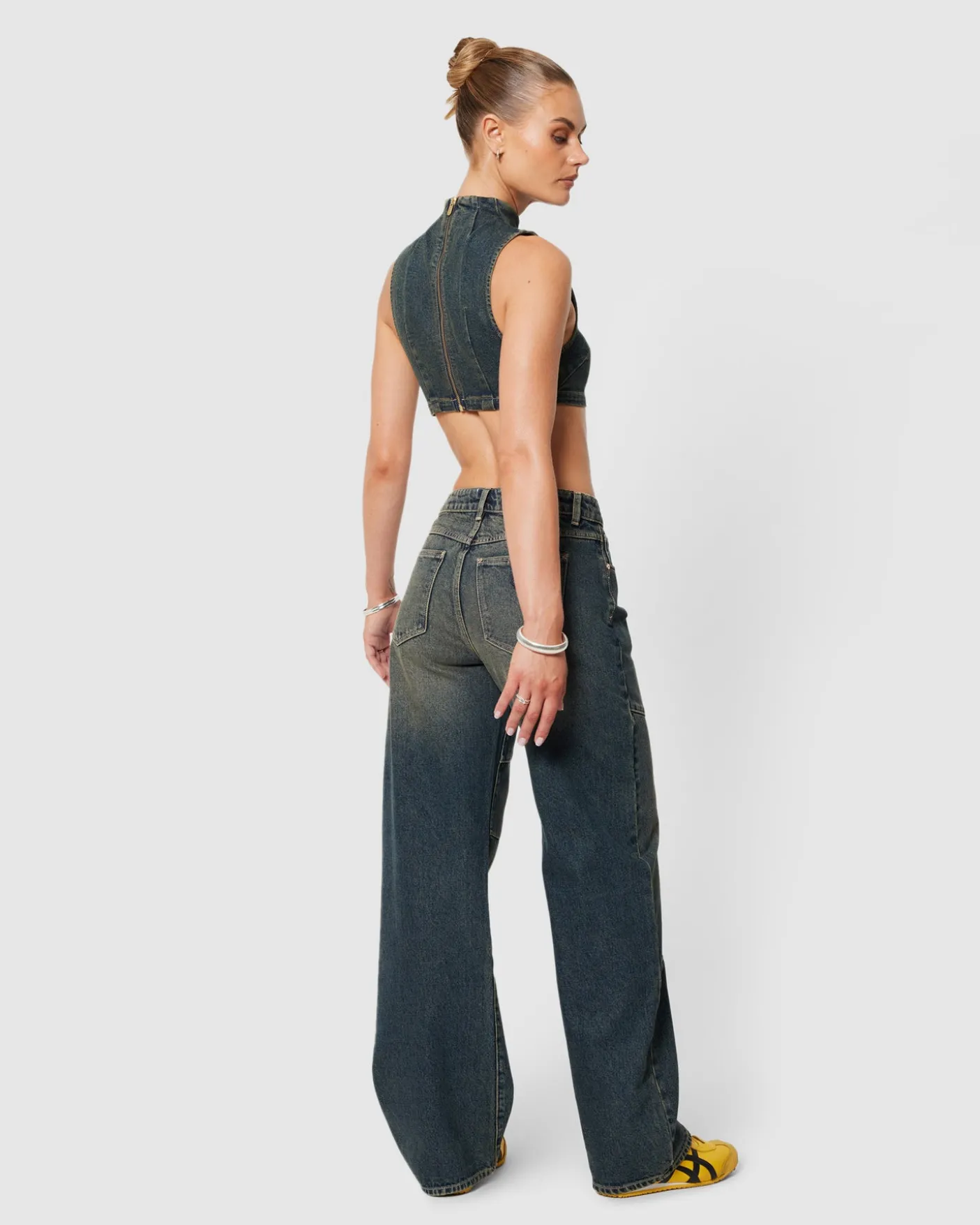 Nightlife Mock Neck Quinn Denim Top
