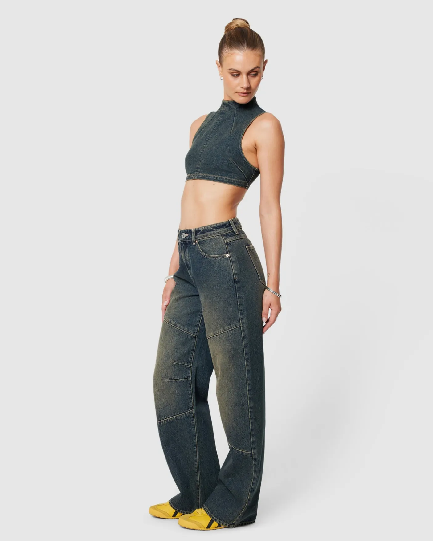 Nightlife Mock Neck Quinn Denim Top