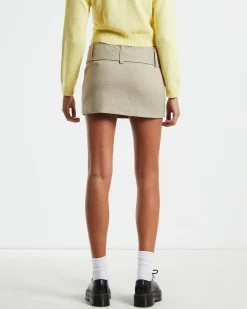 Nova Low Rise Geo Mini Skirt in Beige