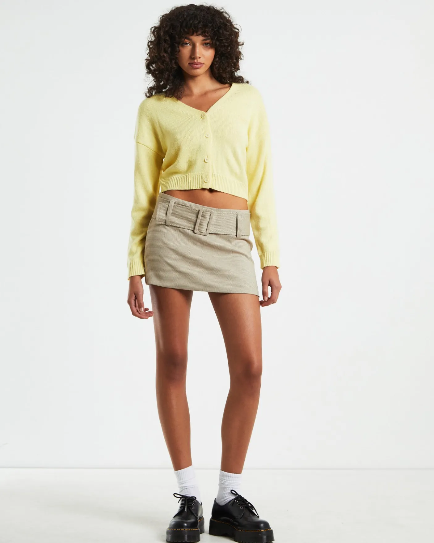Nova Low Rise Geo Mini Skirt in Beige