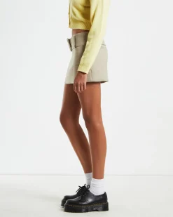 Nova Low Rise Geo Mini Skirt in Beige