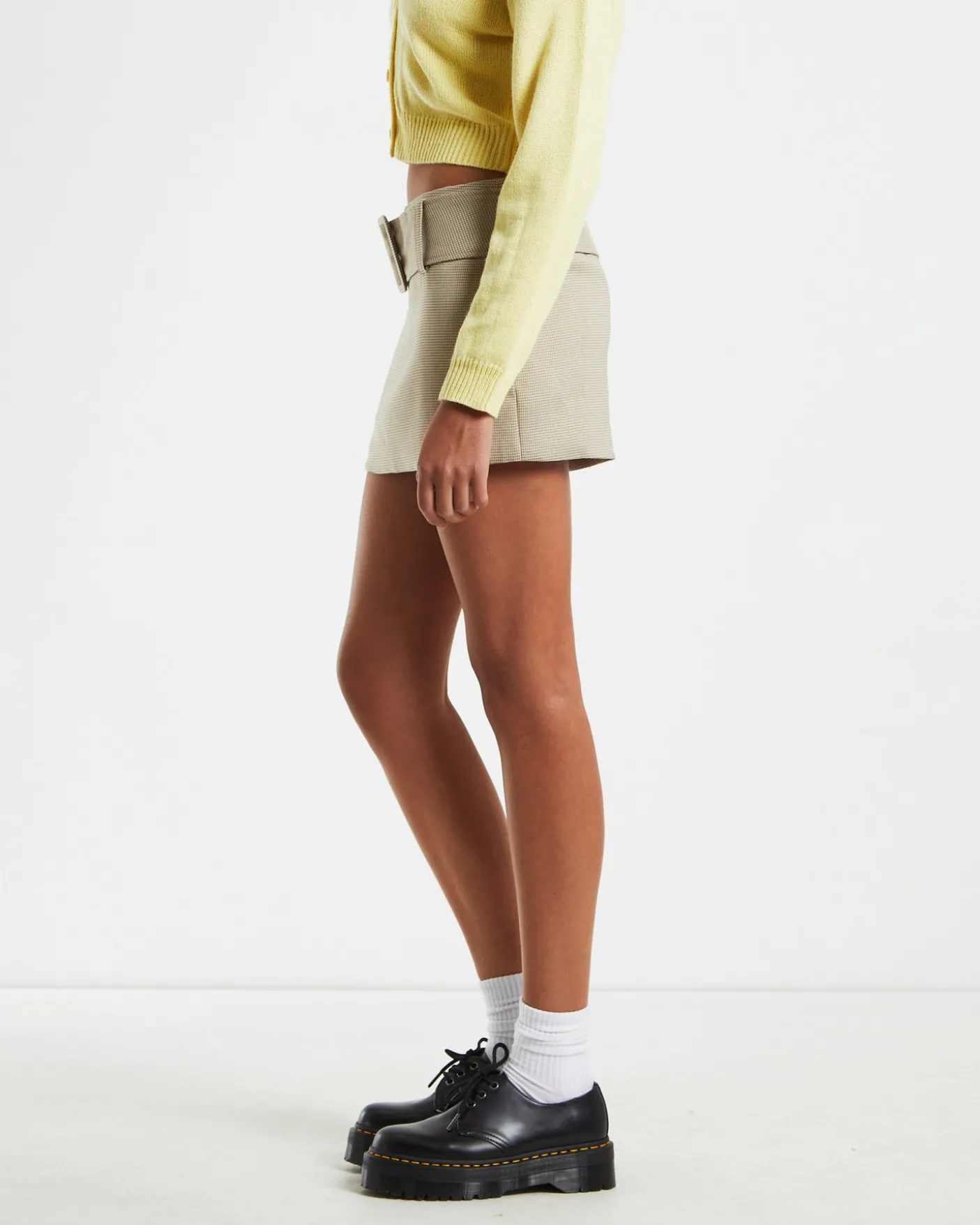 Nova Low Rise Geo Mini Skirt in Beige