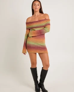 Orla Ombre Off Shoulder Knit Mini Dress