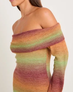 Orla Ombre Off Shoulder Knit Mini Dress