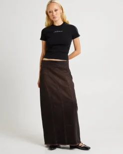 Panelled Denim Maxi Skirt