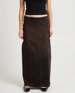 Panelled Denim Maxi Skirt