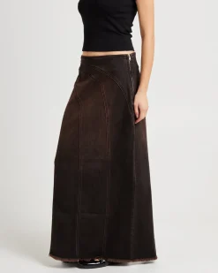 Panelled Denim Maxi Skirt