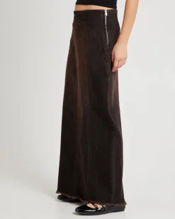 Panelled Denim Maxi Skirt