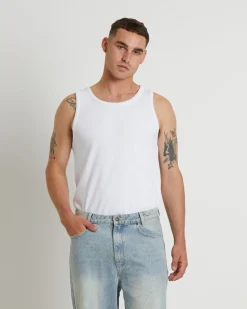 Paramount Ribbed Singlet in White