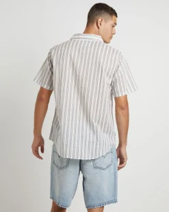 Parelz Short Sleeve Shirt in Mushroom Stripe