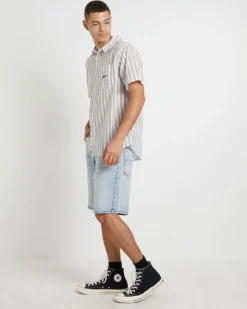 Parelz Short Sleeve Shirt in Mushroom Stripe